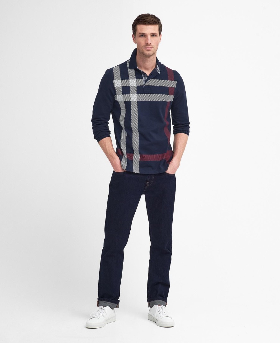 blaine tartan poloshirt met lange mouwen