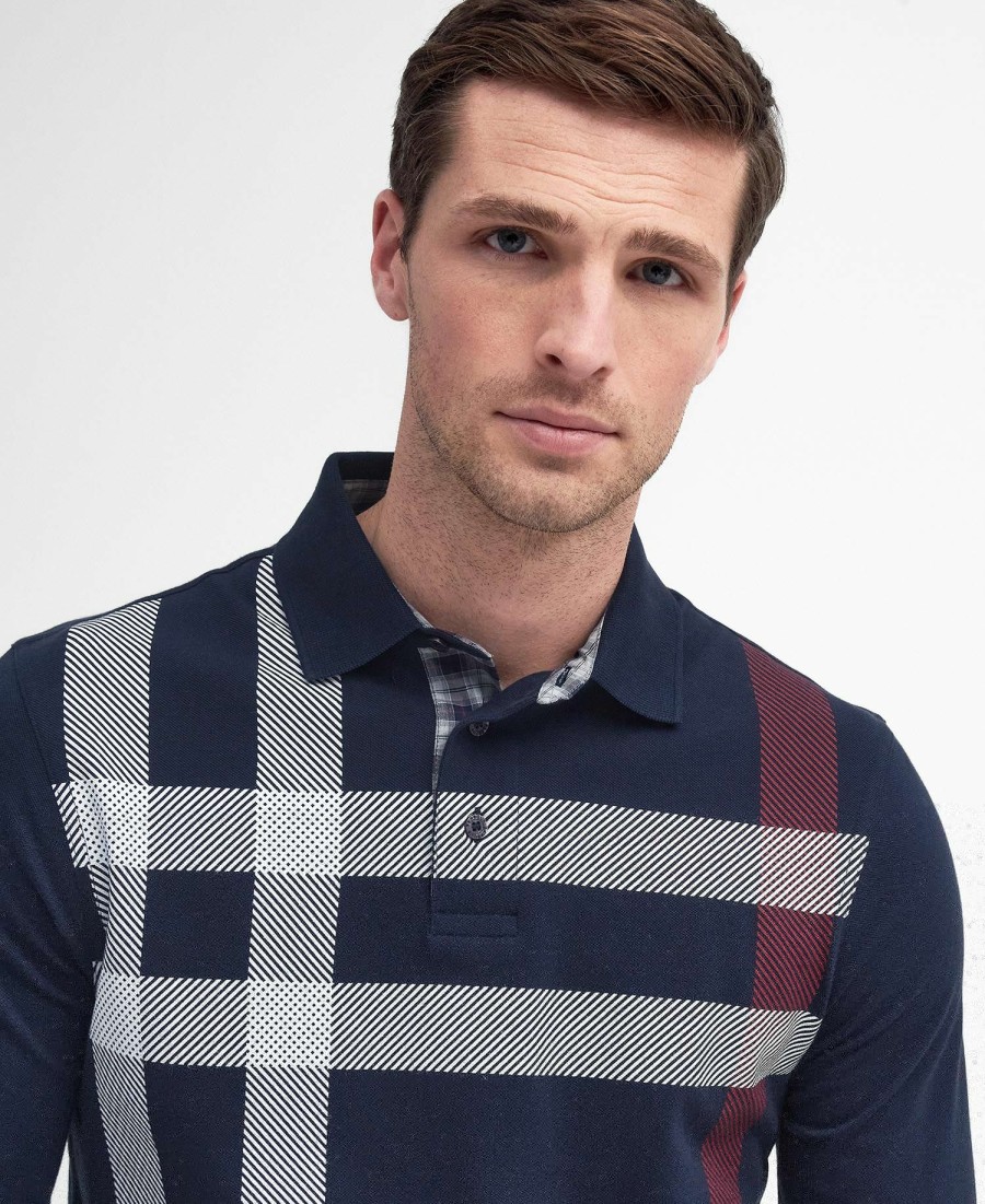 blaine tartan poloshirt met lange mouwen