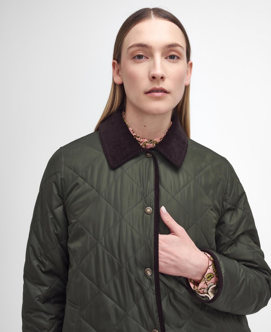 barbour x william morris gallery isabella gewatteerde jas