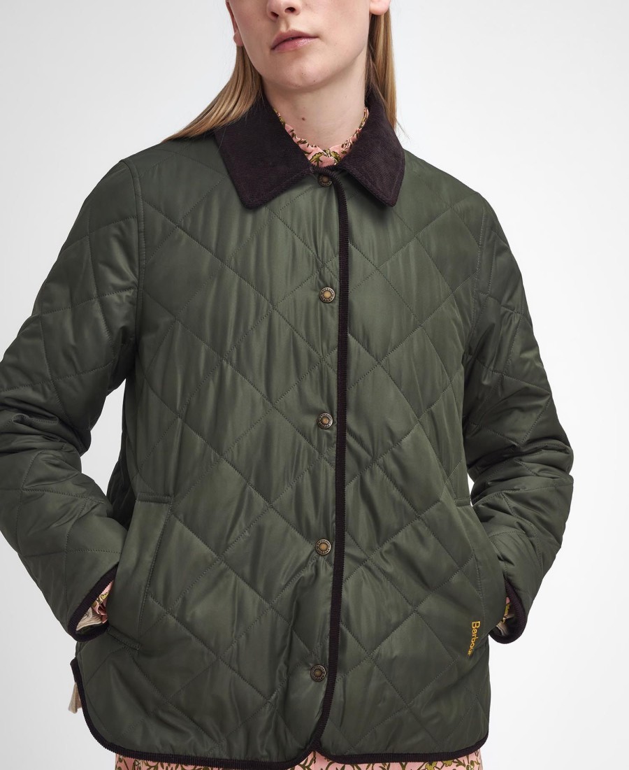 barbour x william morris gallery isabella gewatteerde jas
