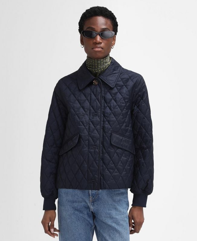 barbour the edit by alexa jamie gewatteerde jas