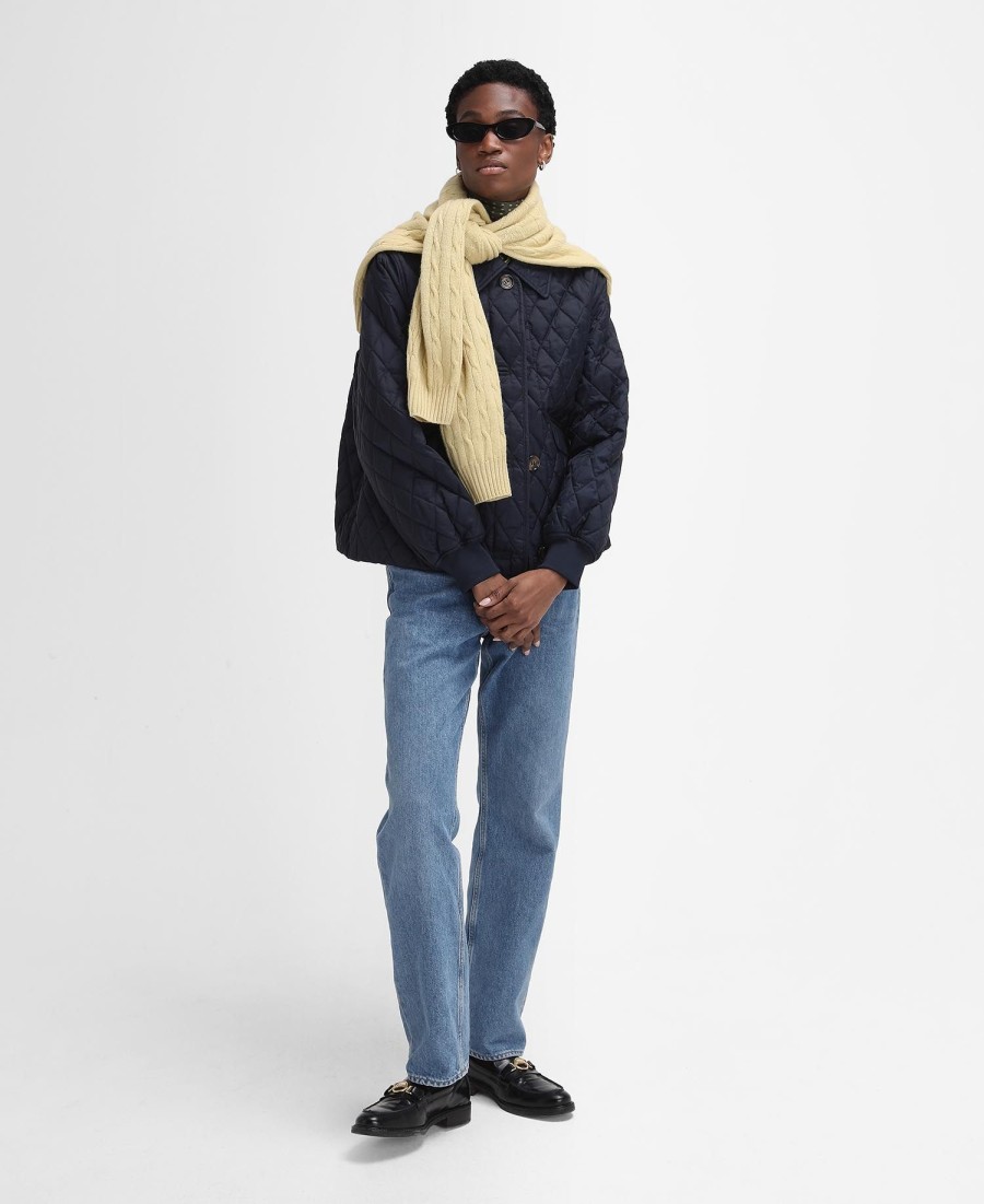 barbour the edit by alexa jamie gewatteerde jas