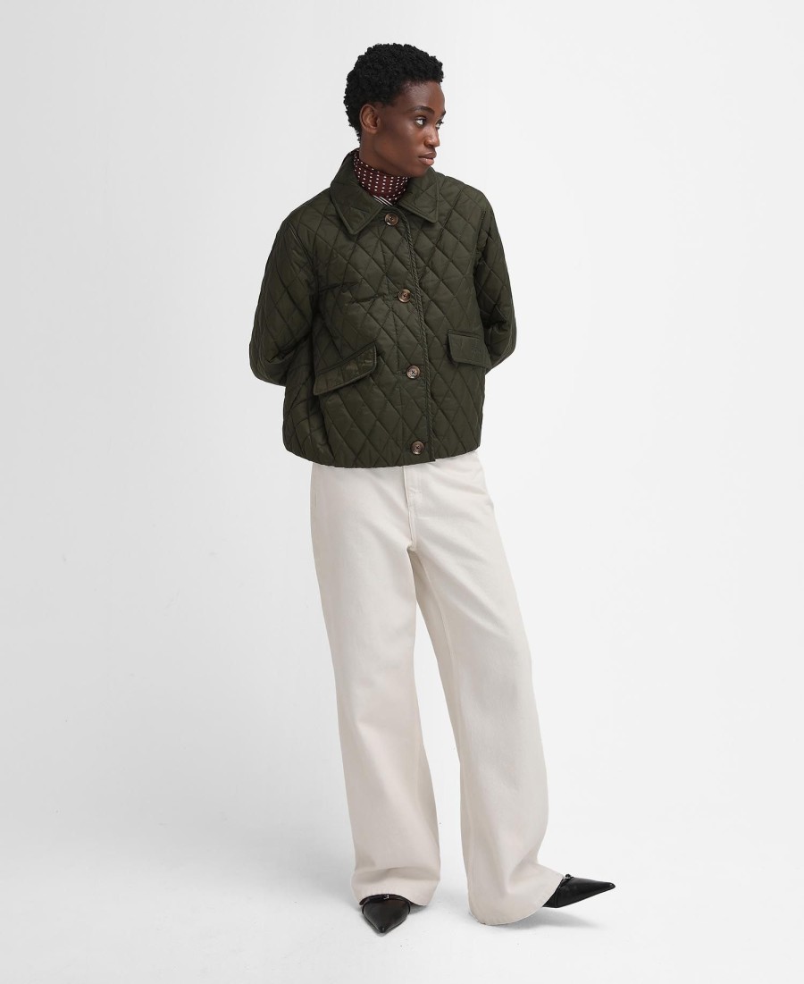 barbour the edit by alexa jamie gewatteerde jas