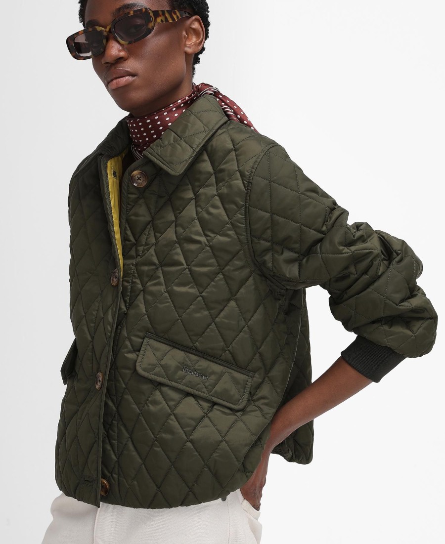 barbour the edit by alexa jamie gewatteerde jas
