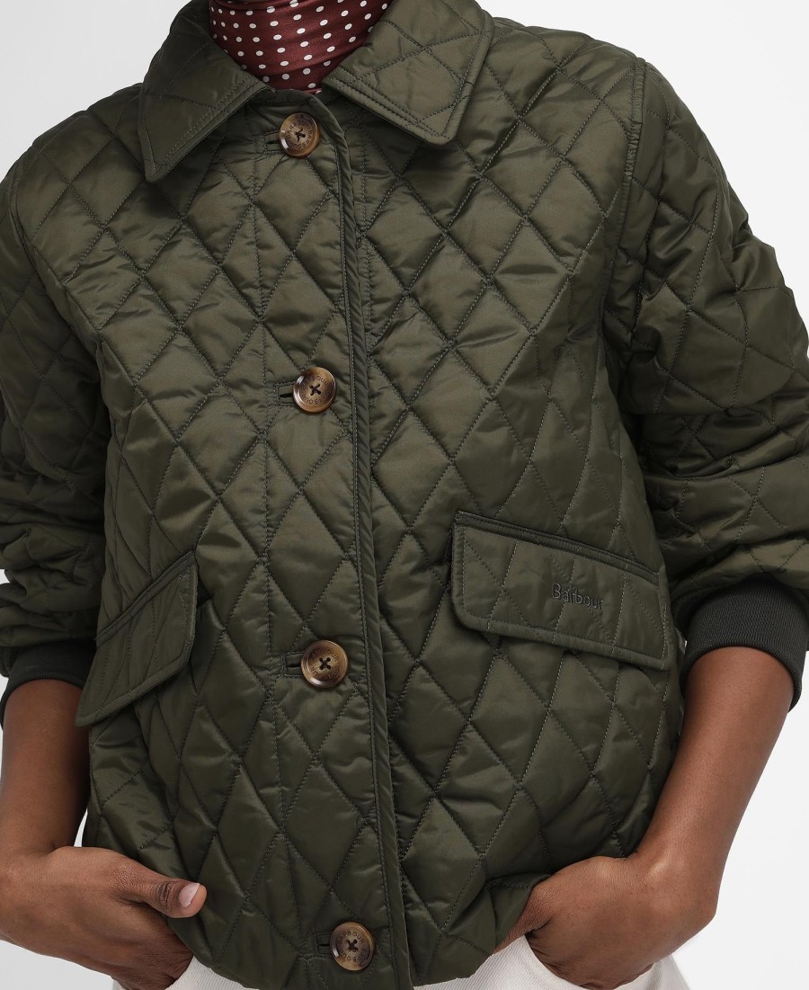 barbour the edit by alexa jamie gewatteerde jas