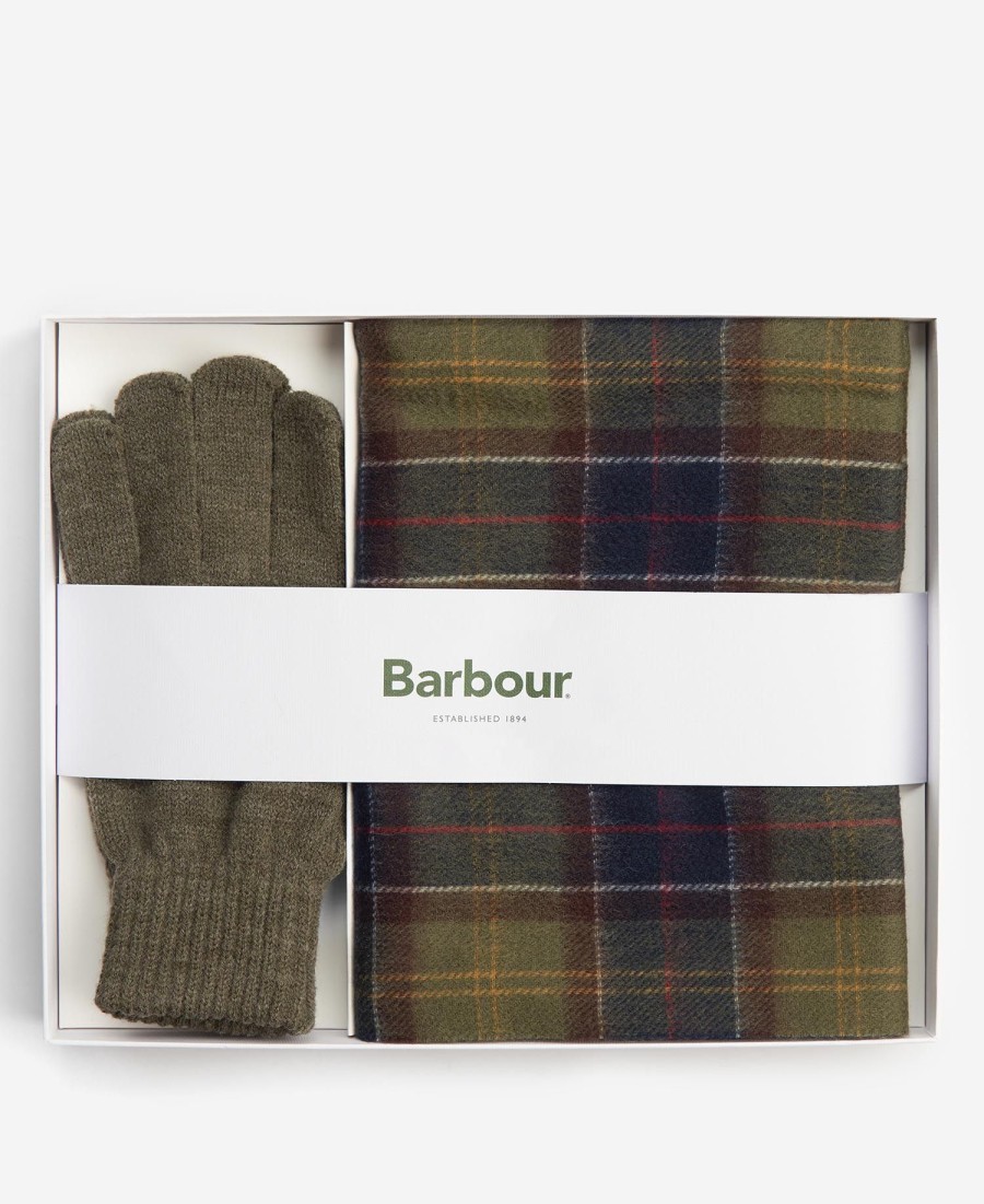 cadeauset met tartan sjaal en handschoenen