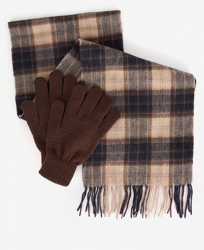 cadeauset met tartan sjaal en handschoenen