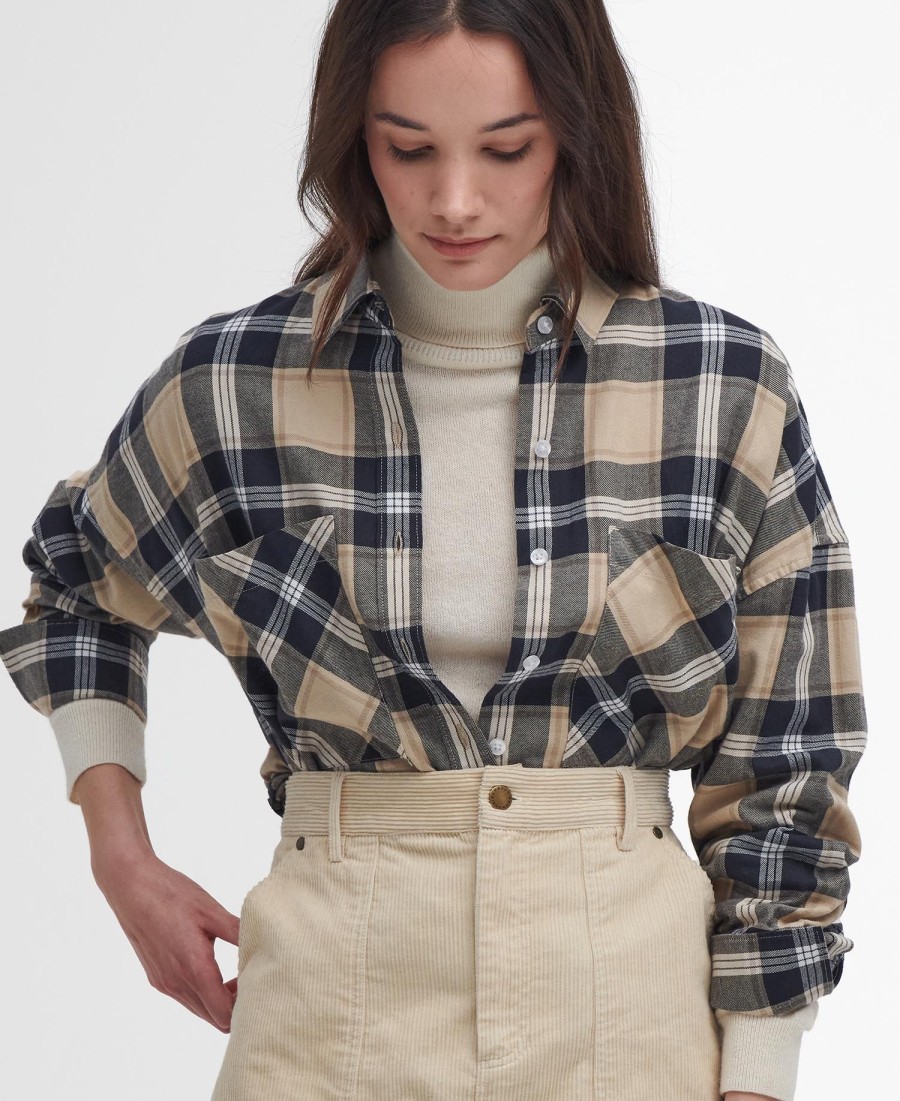 larisa geruite blouse met lange mouwen