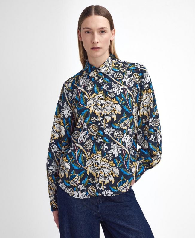 barbour x william morris gallery rendall bedrukt shirt