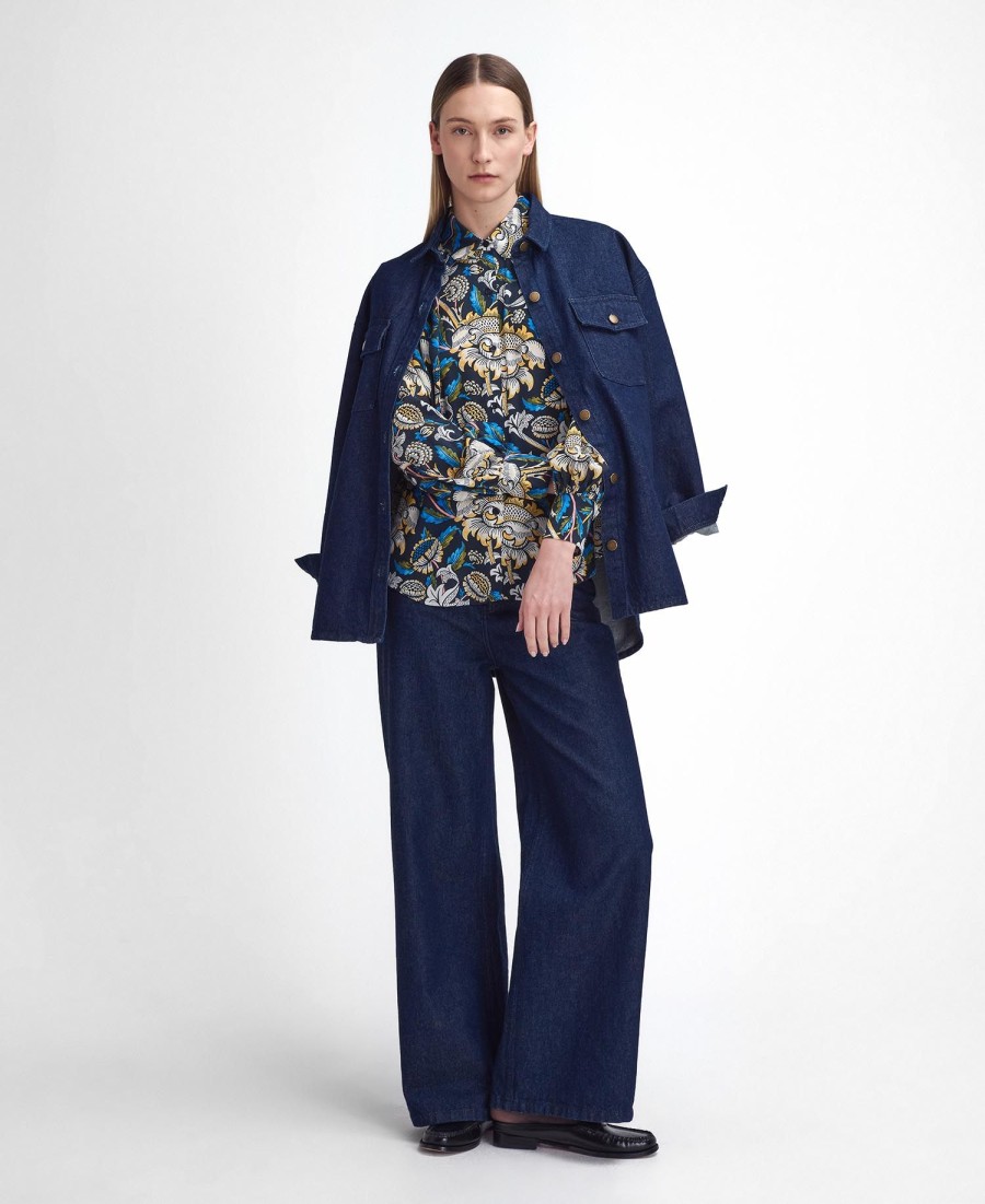 barbour x william morris gallery rendall bedrukt shirt