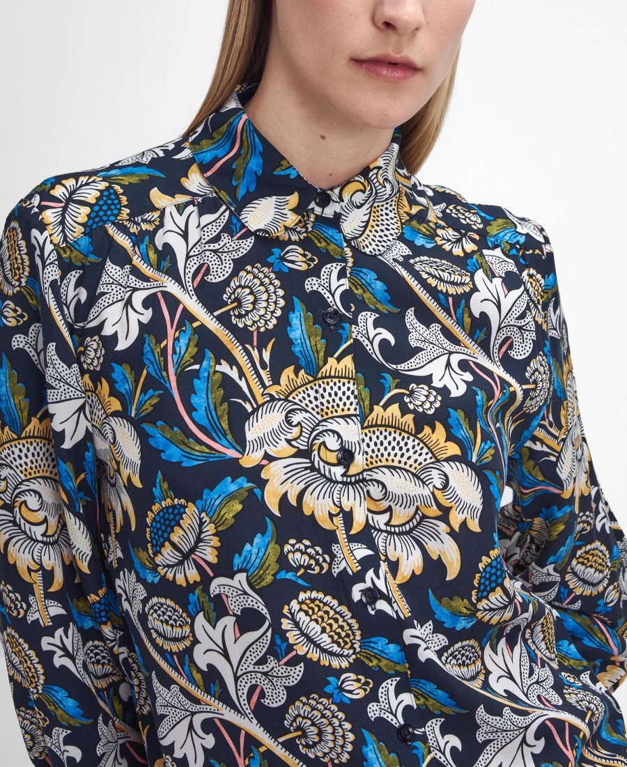 barbour x william morris gallery rendall bedrukt shirt