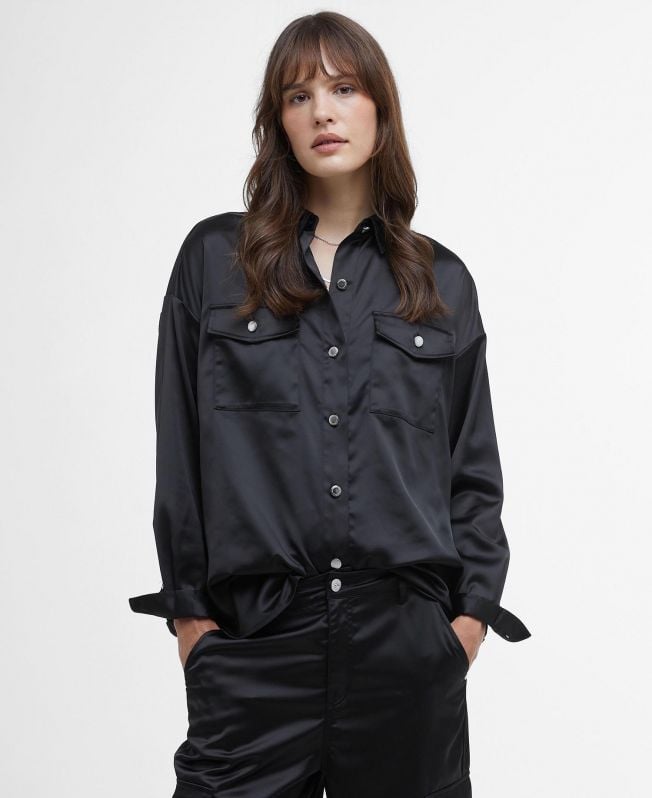 della satijnen shirt met lange mouwen