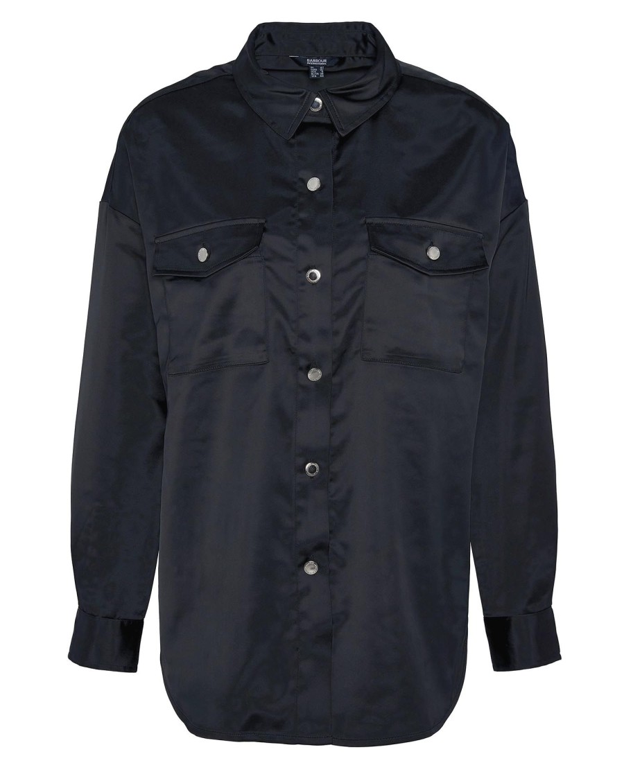 della satijnen shirt met lange mouwen