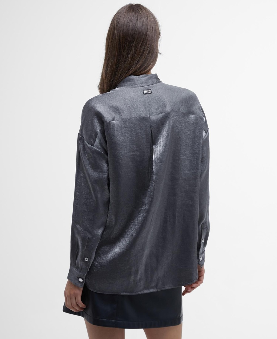 della satijnen shirt met lange mouwen