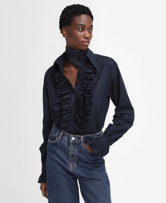 barbour the edit by alexa maximillian overhemd met ruches en lange mouwen