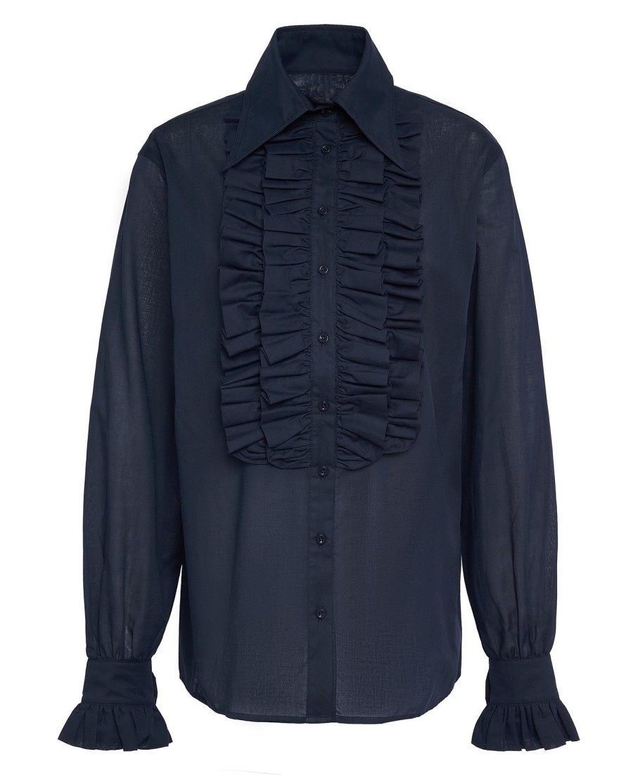 barbour the edit by alexa maximillian overhemd met ruches en lange mouwen