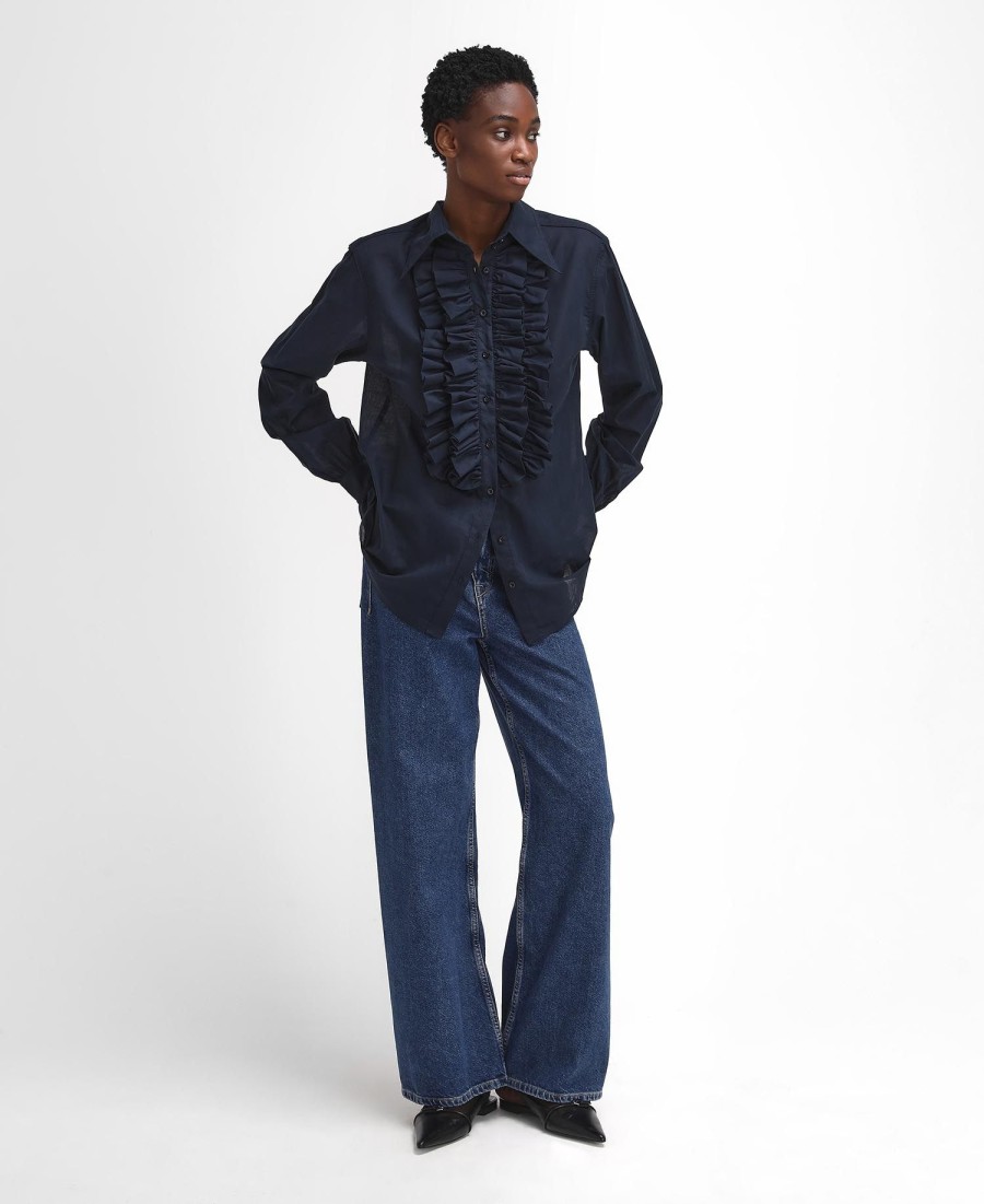 barbour the edit by alexa maximillian overhemd met ruches en lange mouwen
