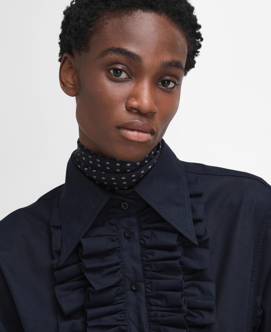 barbour the edit by alexa maximillian overhemd met ruches en lange mouwen