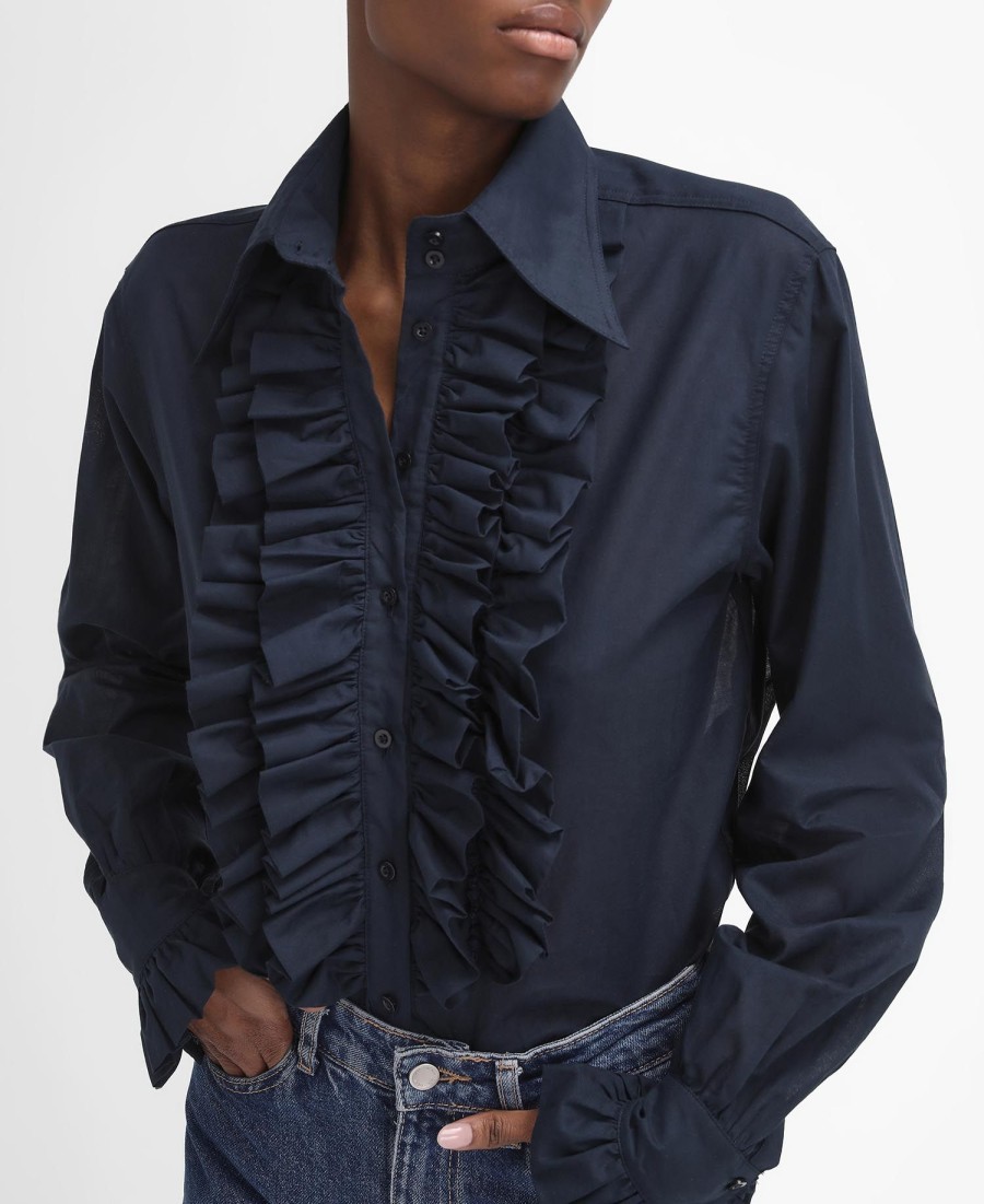 barbour the edit by alexa maximillian overhemd met ruches en lange mouwen