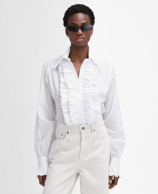 barbour the edit by alexa maximillian overhemd met ruches en lange mouwen