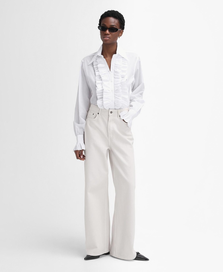 barbour the edit by alexa maximillian overhemd met ruches en lange mouwen
