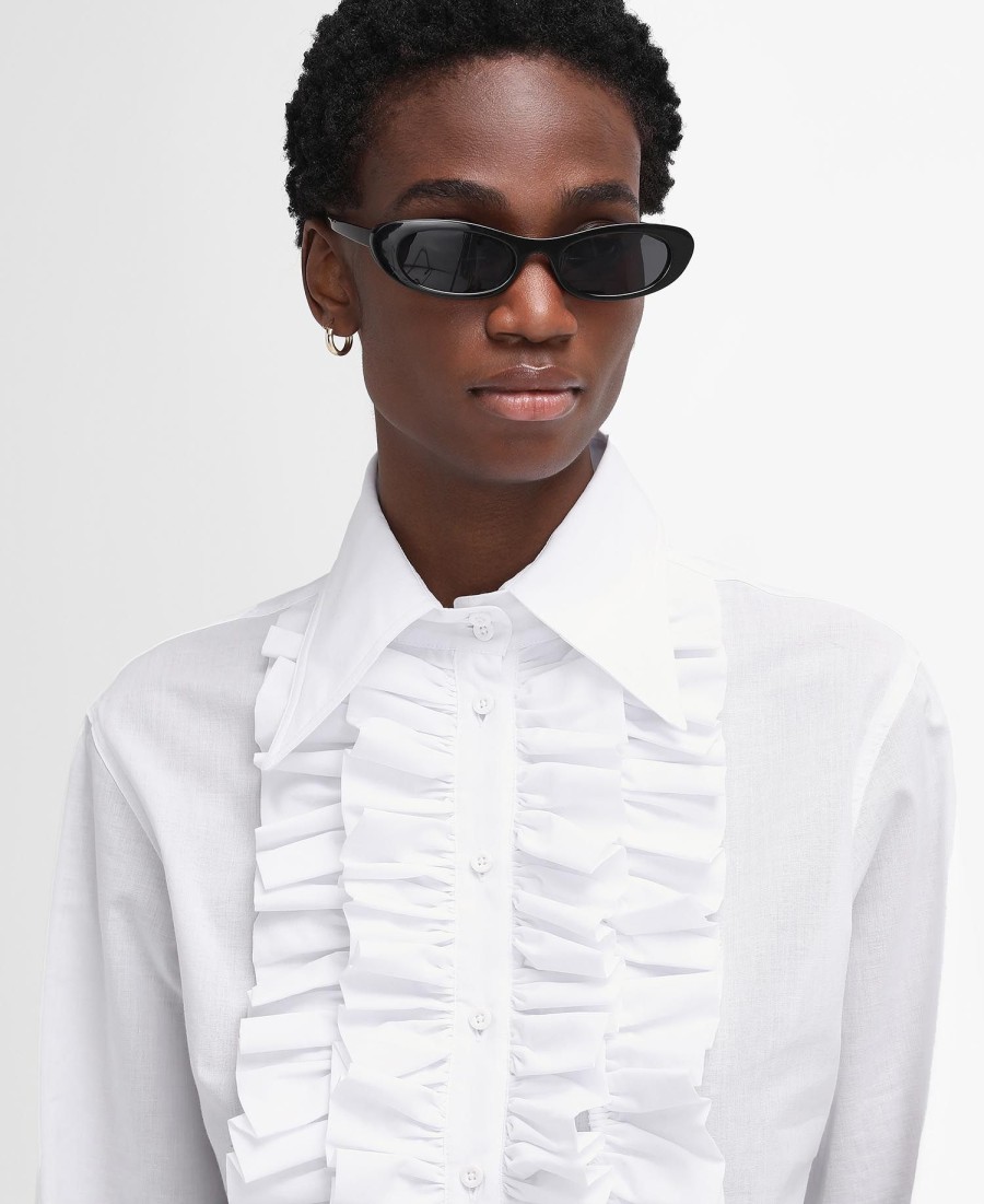 barbour the edit by alexa maximillian overhemd met ruches en lange mouwen