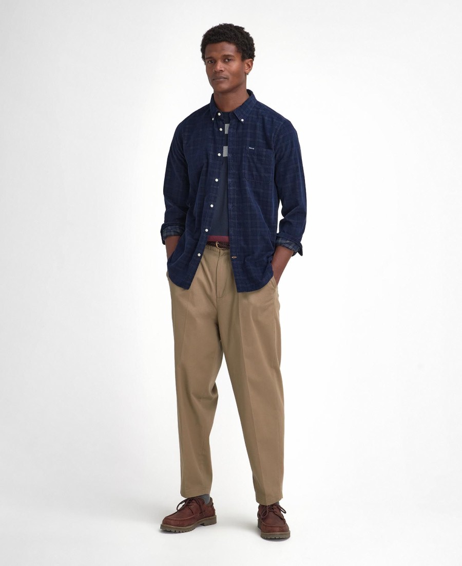 harthill getailleerd corduroy overhemd met lange mouwen