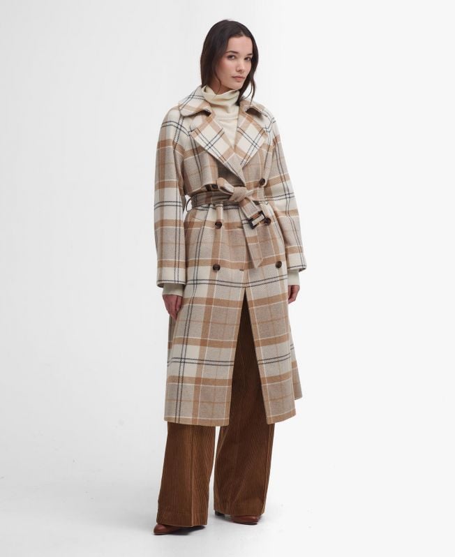 claudette tartan wollen trenchcoat