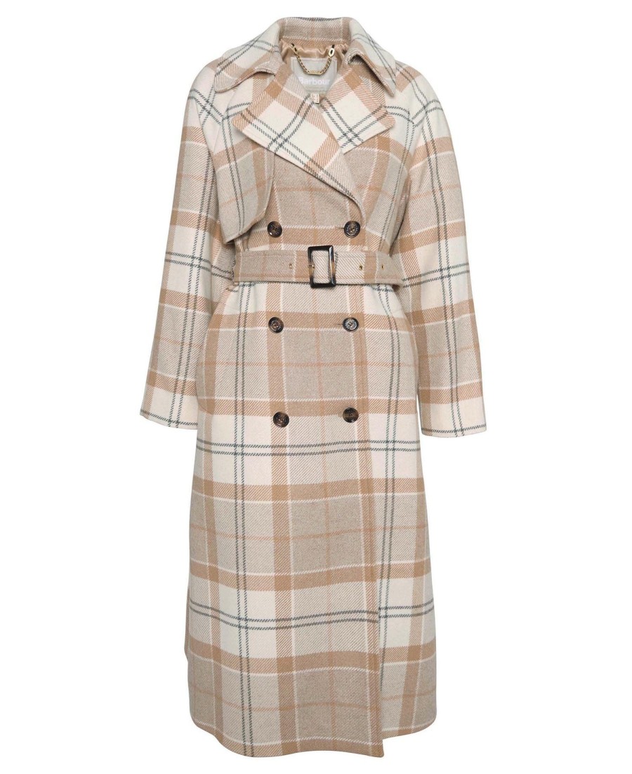 claudette tartan wollen trenchcoat