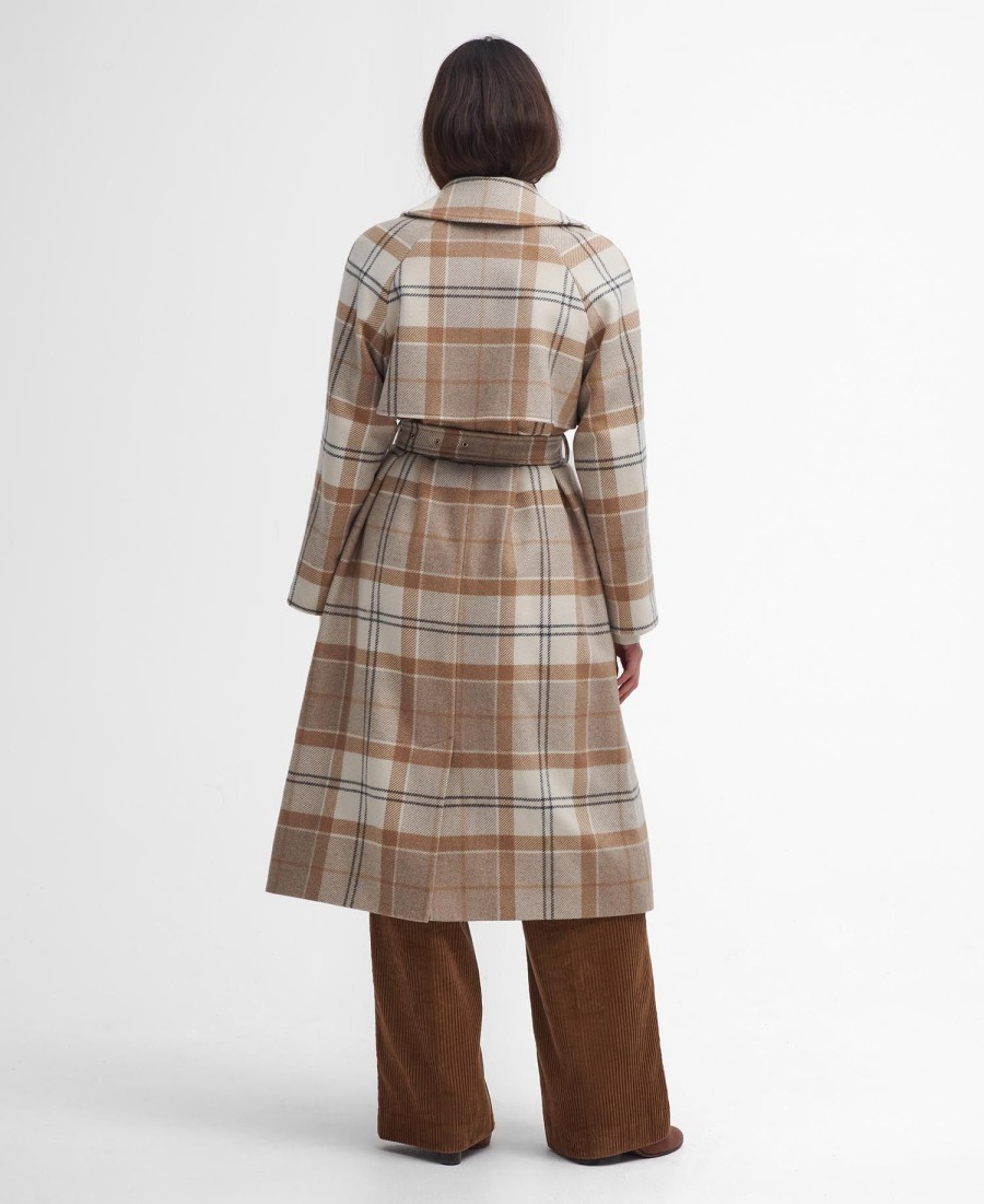 claudette tartan wollen trenchcoat