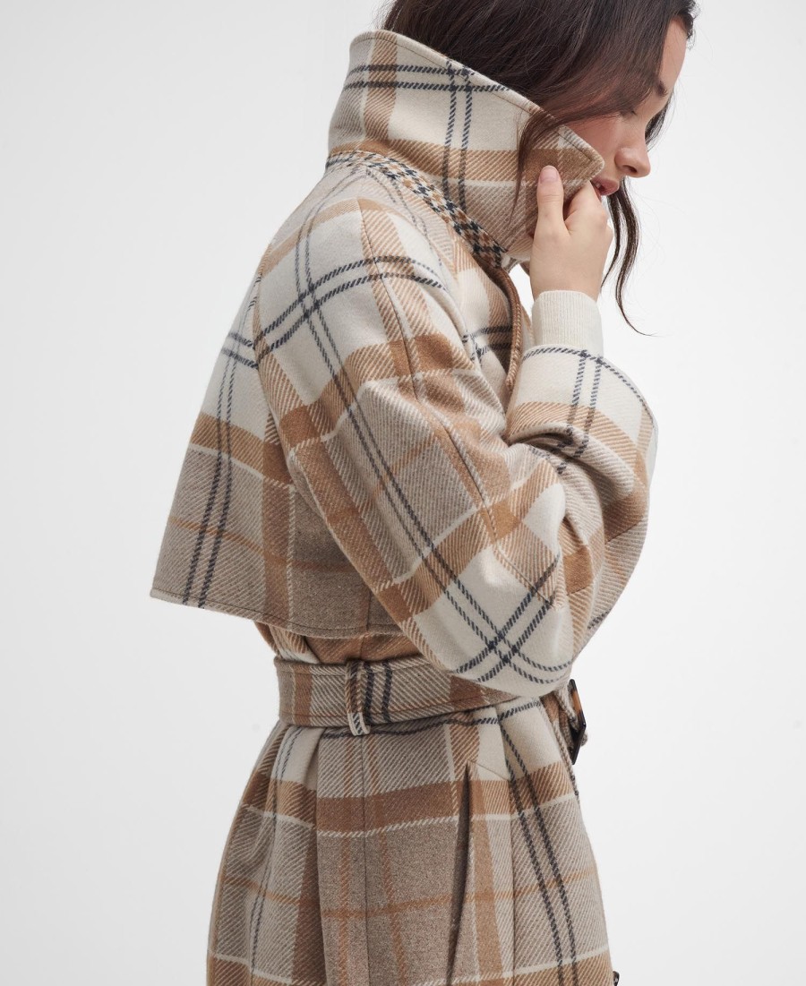 claudette tartan wollen trenchcoat
