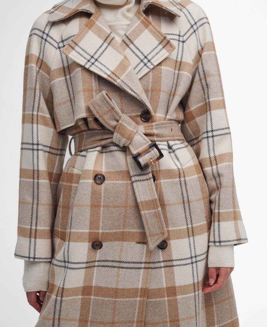 claudette tartan wollen trenchcoat