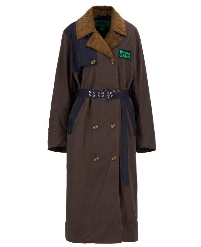 barbour x ganni gewaxte trenchcoat