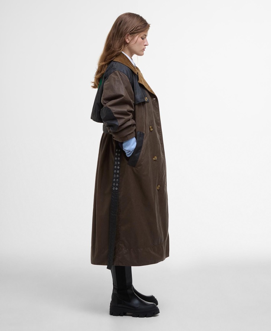 barbour x ganni gewaxte trenchcoat