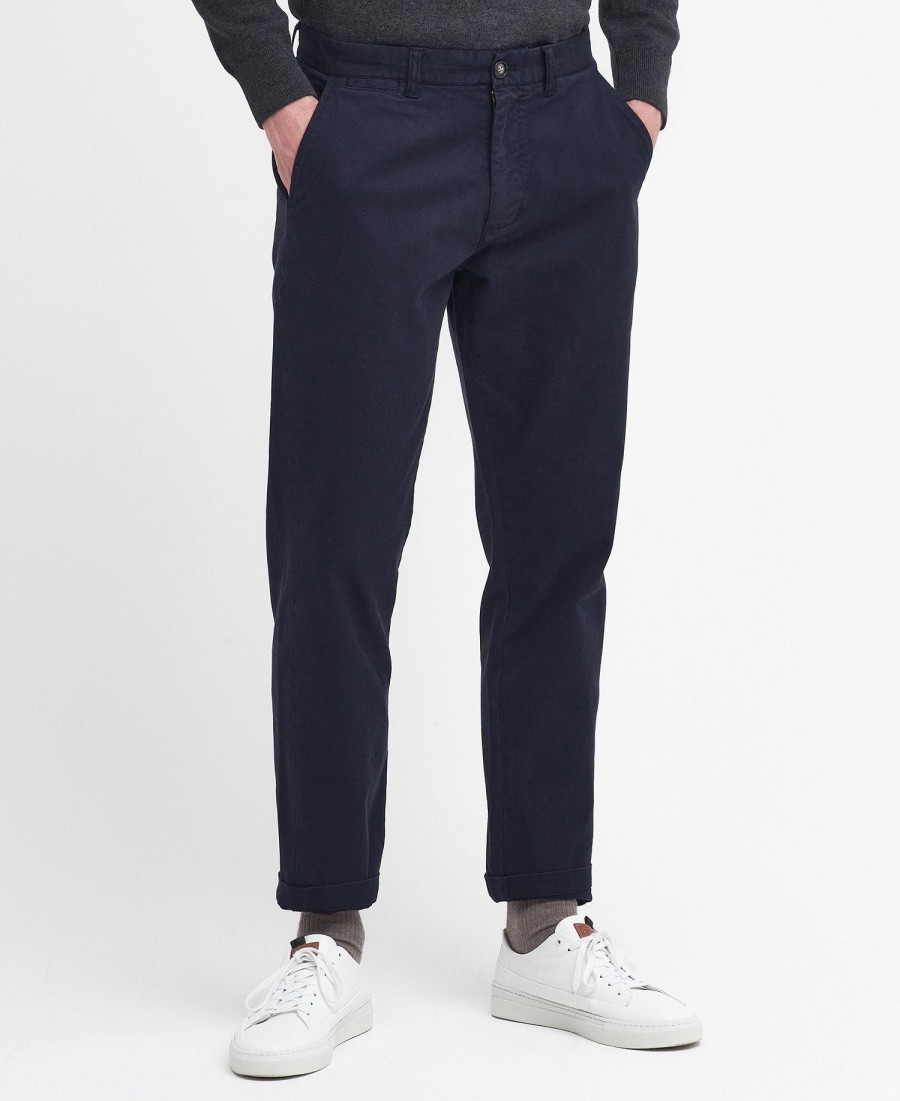 gewassen getailleerde broek met elastische tailleband