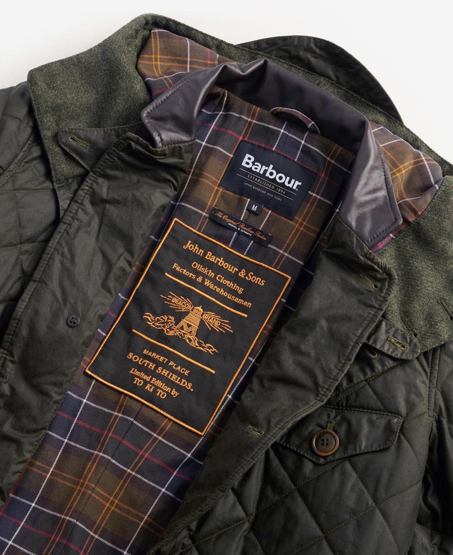 barbour x to ki to driving gewatteerde waxjas