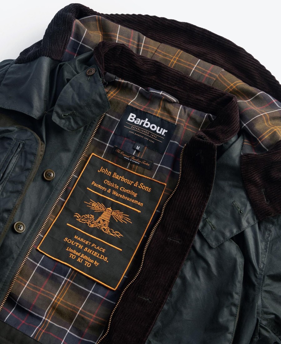 barbour x to ki to outland wax jacket