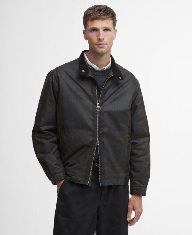 harrington check wax jacket