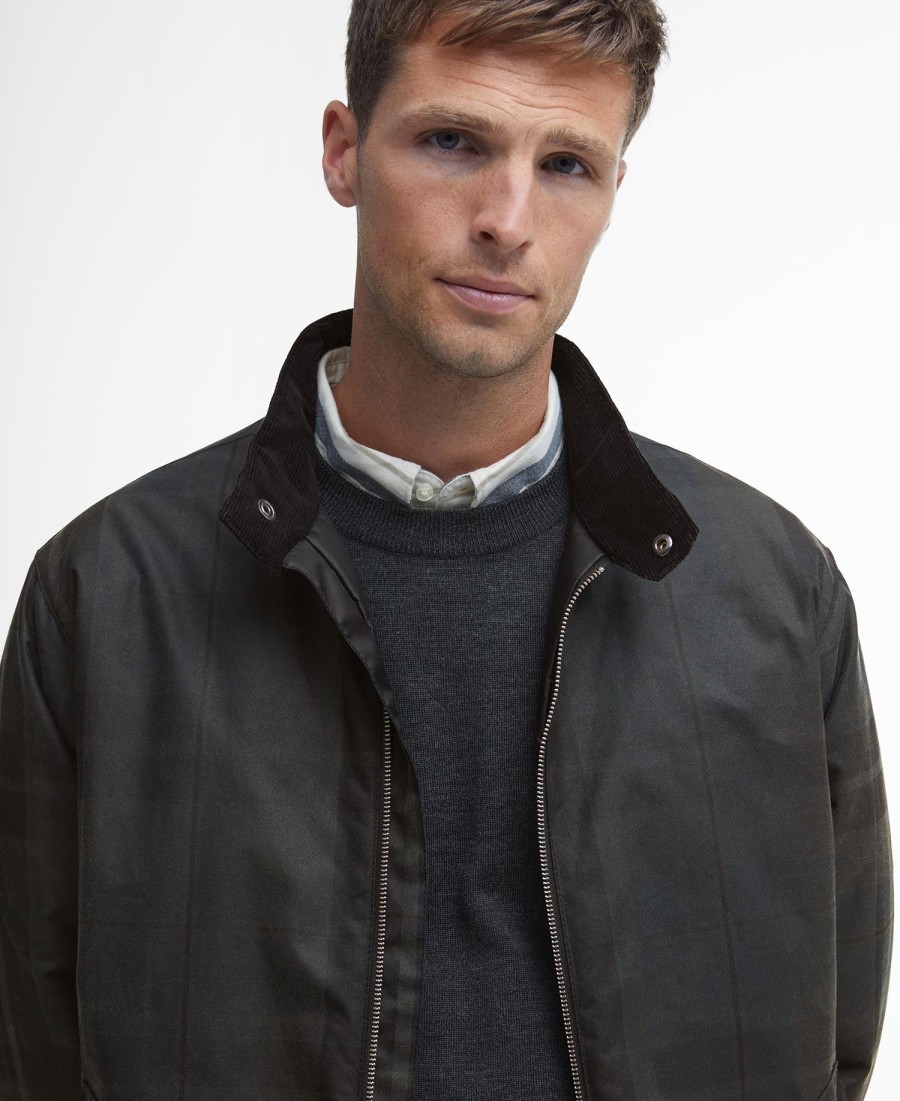 harrington check wax jacket