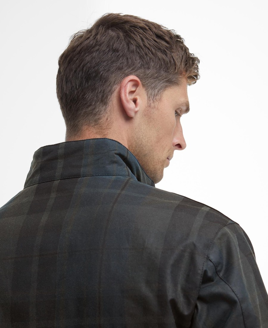harrington check wax jacket