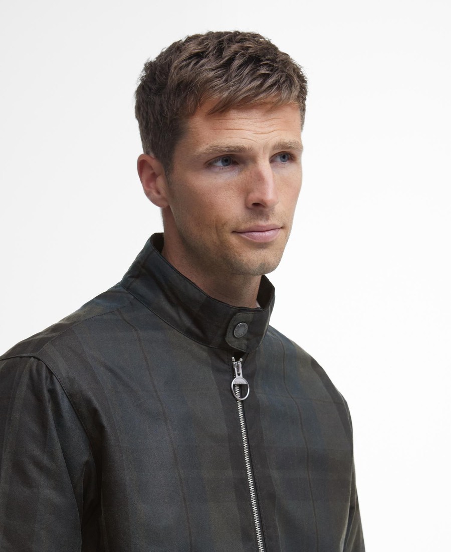 harrington check wax jacket