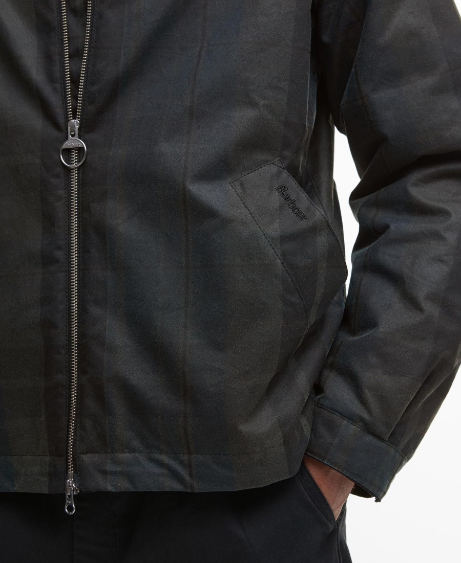 harrington check wax jacket