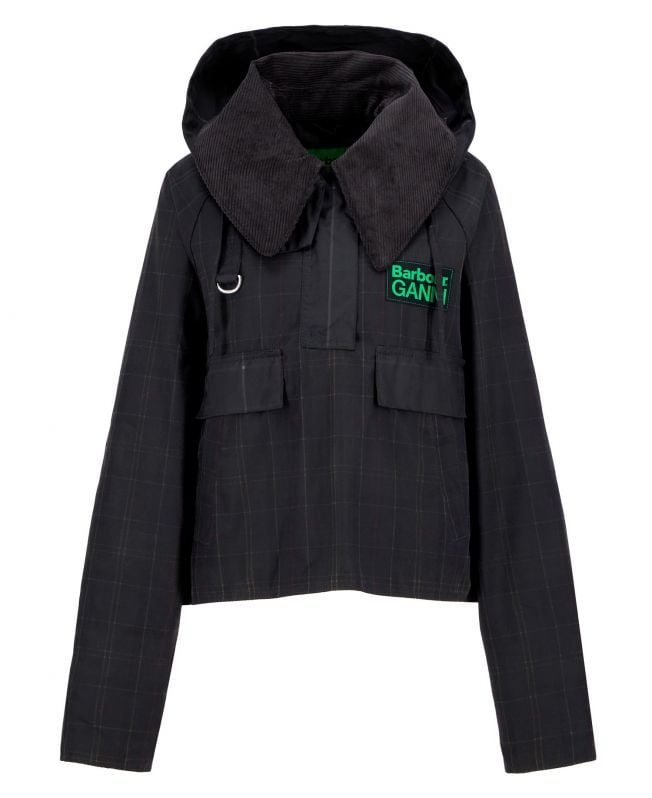 barbour x ganni tartan gewaxte anorak