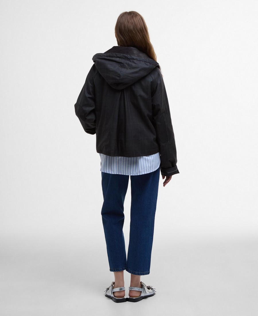 barbour x ganni tartan gewaxte anorak