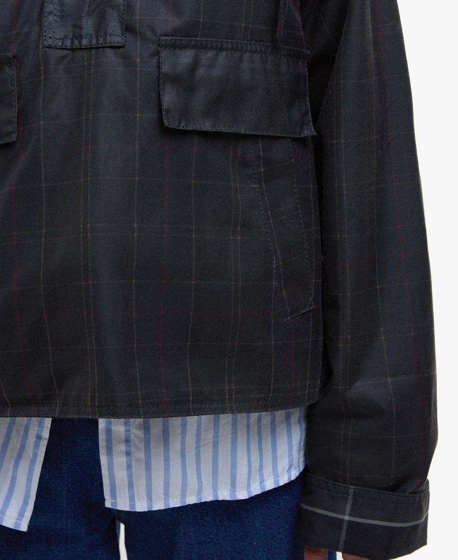 barbour x ganni tartan gewaxte anorak