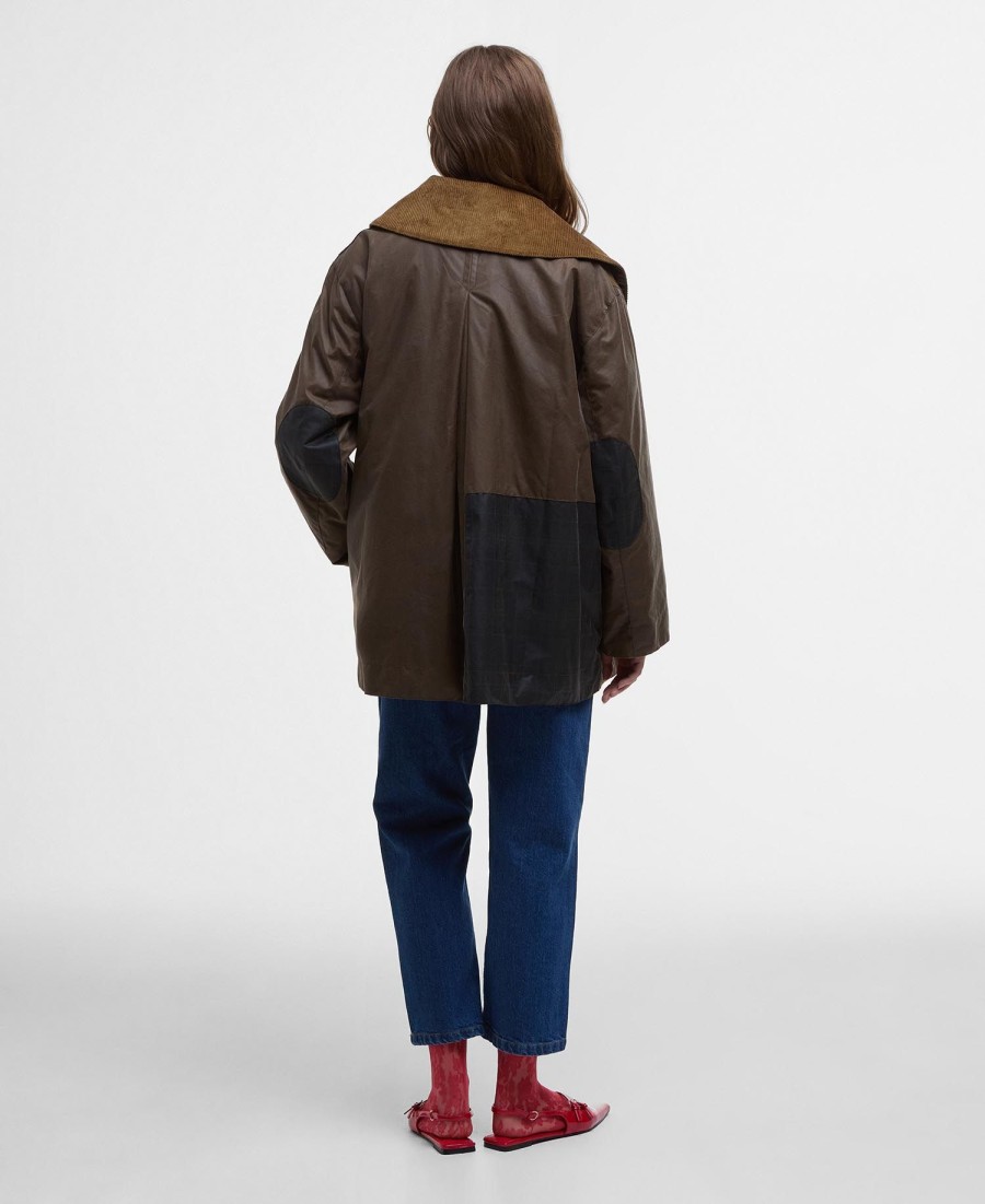 barbour x ganni gewaxte jas