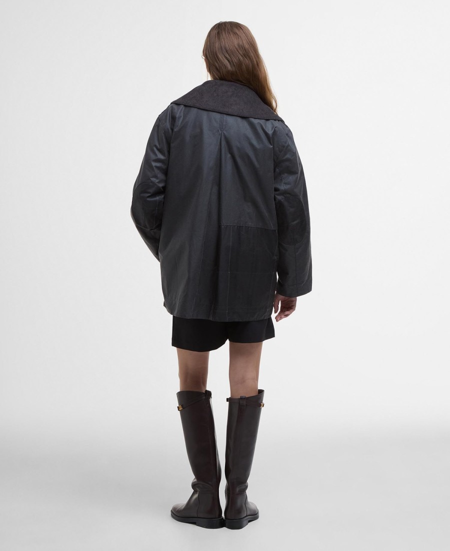 barbour x ganni gewaxte jas